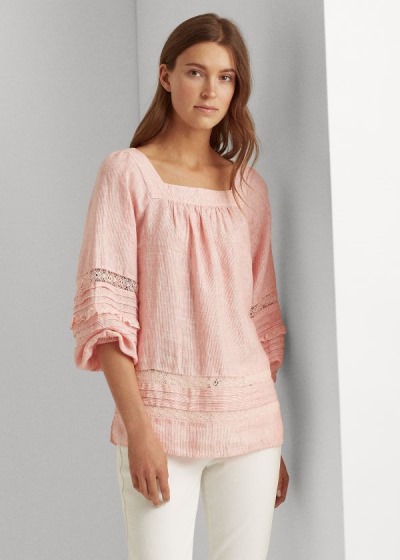 Women's Ralph Lauren Striped Balloon-Sleeve Tops | 513862RFN